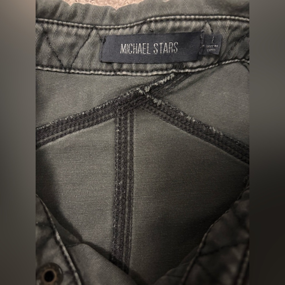 Michael Stars Surplus Military Utility Jacket Green Zip Pockets Men’s Large - Picture 4 of 7
